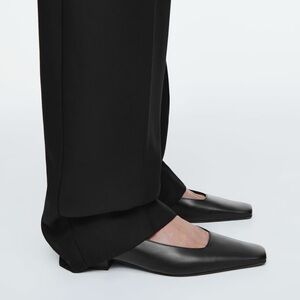 COS Square Toe Leather Court Shoes Black Size 6